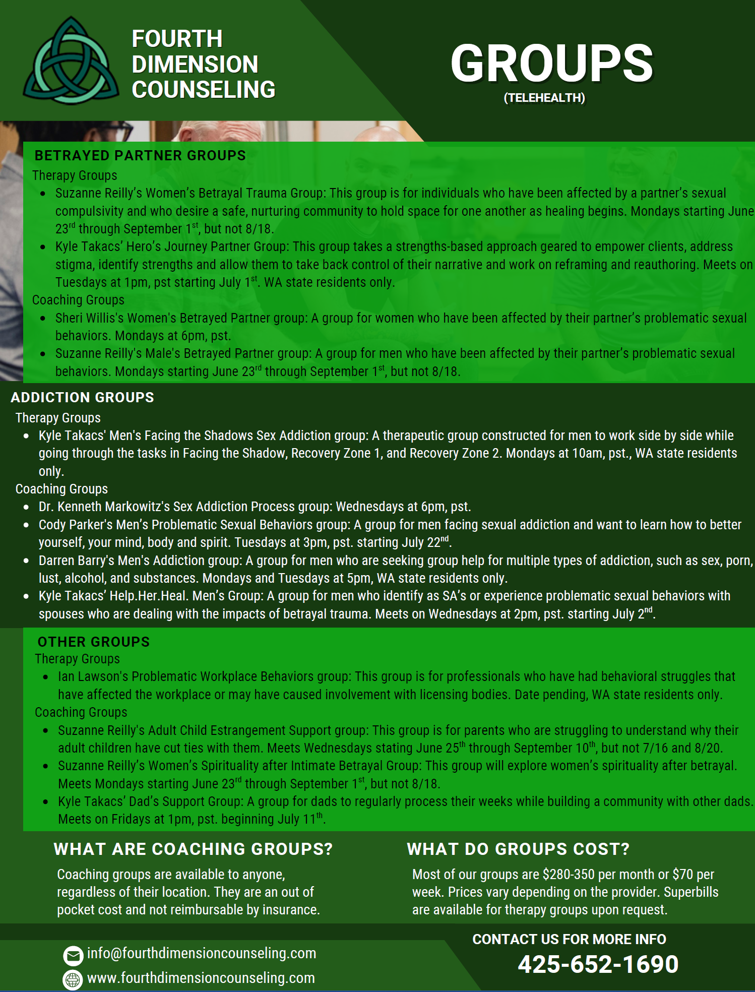 Fourth Dimension Counseling Online Telehealth Group Counseling and Coaching