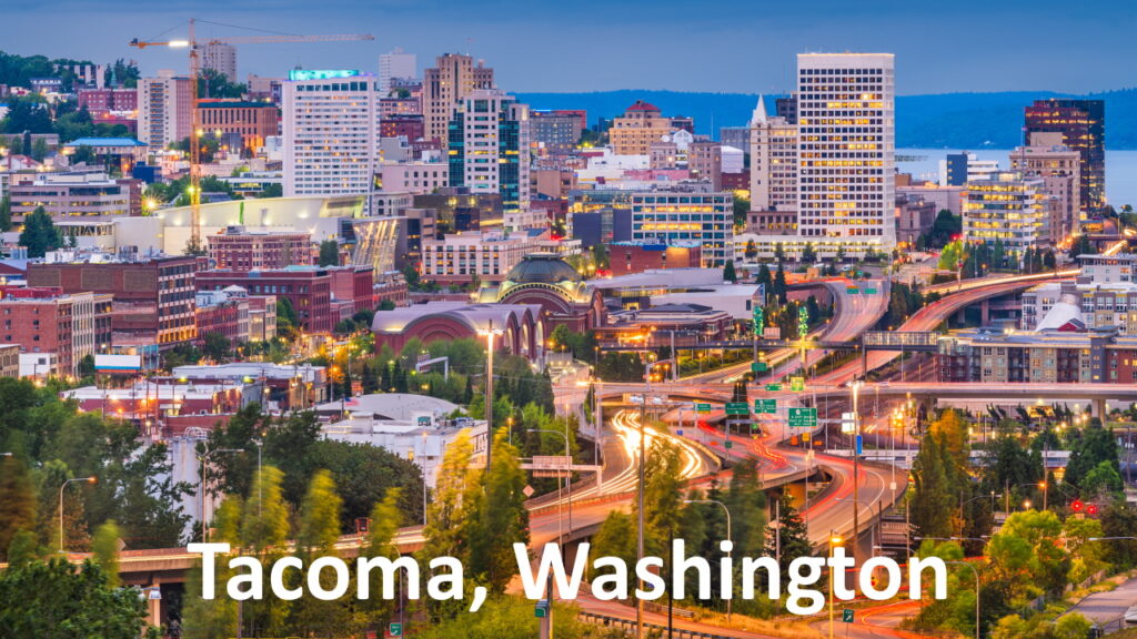 Fourth Dimension Counseling and Coaching in Tacoma, Washington, USA skyline at night.